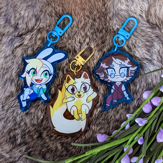 BLONDE GIRL AND TALKING CAT - Adventure Time Fionna and Cake Inspired Acrylic Keychains